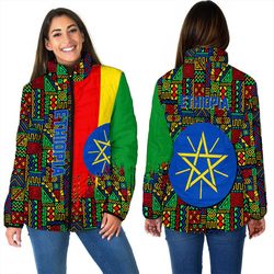 ethiopia women's padded jacket kente pattern, african padded jacket for men women