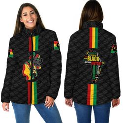 black history month color of flag women padded jacket, african padded jacket for men women