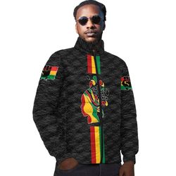 black history month color of flag padded jacket, african padded jacket for men women