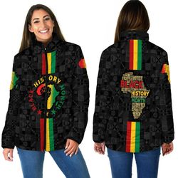 black history month map women padded jacket, african padded jacket for men women