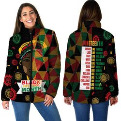 black history month juneteenth women padded jacket, african padded jacket for men women