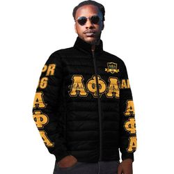 alpha phi alpha - zeta tau lambda padded jacket, african padded jacket for men women