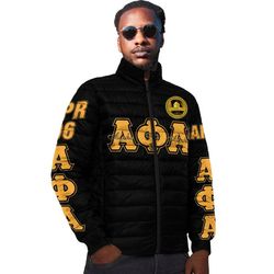 alpha phi alpha - georgia district padded jacket, african padded jacket for men women