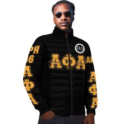 alpha phi alpha - eta lambda padded jacket, african padded jacket for men women