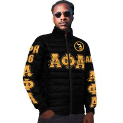alpha phi alpha - michigan district alphas padded jacket, african padded jacket for men women