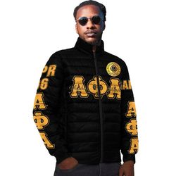 alpha phi alpha - gamma sigma lambda padded jacket, african padded jacket for men women