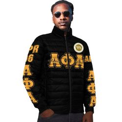alpha phi alpha - psi lambda 90th anniversary padded jacket, african padded jacket for men women