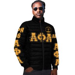 alpha phi alpha - pi theta lambda alamo alphas padded jacket, african padded jacket for men women