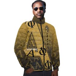 alpha phi alpha letters pattern padded jacket, african padded jacket for men women