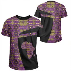 Ankara Cloth - Violet Cowrie Tee - Sport Style, African T-shirt For Men Women