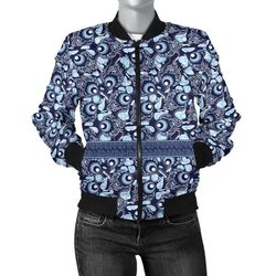 ankara cloth - ngwane blue bomber women, african bomber jacket for men women