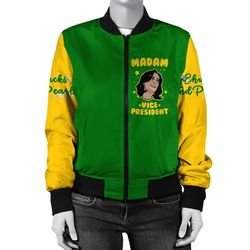 Madam Vice President Green Yellow Bomber Jacket, African Bomber Jacket For Men Women