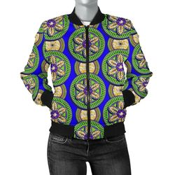 ankara cloth - rounded 6 petals bomber women, african bomber jacket for men women