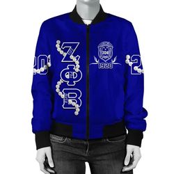 Zeta Phi Beta Pearl Blue Bomber Jacket, African Bomber Jacket For Men Women