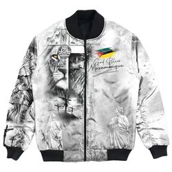 Mozambique Bomber Jacket Jesus Pray and The Lion of Judah, African Bomber Jacket For Men Women