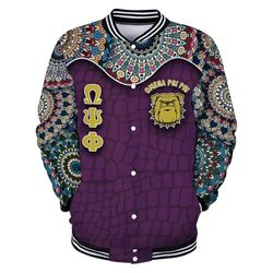 Omega Psi Phi Mandala Baseball Jacket, African Baseball Jacket For Men Women