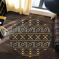 brownie bogolan round carpet, african rug for home
