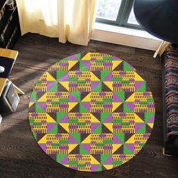 violet ashanti kente round carpet, african rug for home