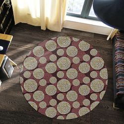 Ankara Brown Round Carpet, African Rugs, Round Rugs For Home