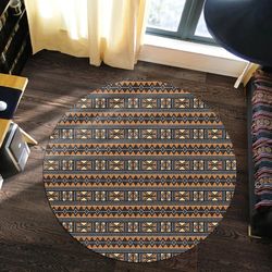 brown traditional african bogolan round carpet, african rugs, round rugs for home