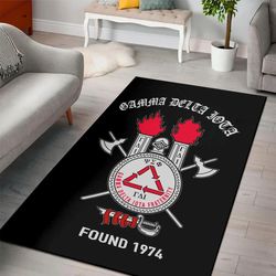 gamma delta iota fraternity black area rug, africa area rugs for home