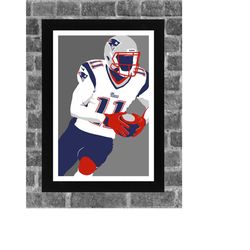 new england julian edelman portrait sports print art 11x17