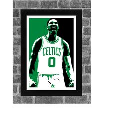 boston celtics jayson tatum portrait sports print art 11x17