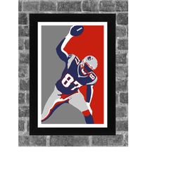 new england rob gronkowski sports print art 11x17