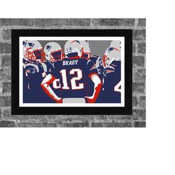 new england brady bunch sports print art 17x11