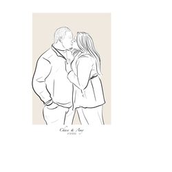 custom couple portrait / line drawing / gift for her / gift for him