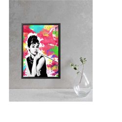 audrey hepburn pop art , canvas art, home art,