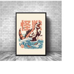 sushizilla canvas art. farem canvas art, home canvas art, wall canvas art, decor at, restaurant decor art