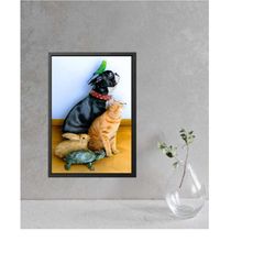 cat canvas wall art, rabbit canvas art, turtle canvas wall art, dog canvas art, budgie canvas art, gift home decor canva