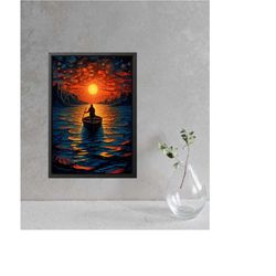 sunset landscape canvas print, home decor art. home wall art sunset canvas gift