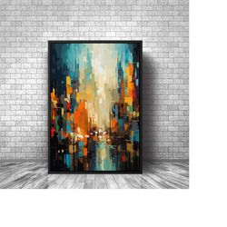 cityscape abstract art canvas wall art,cityscape abstract art decor art, frame cityscape abstract art