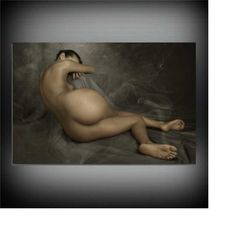 nude painting woman sitting art modern erotic art, naked woman photo printed, sensual woman photo art canvas, sensual ar