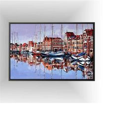 amsterdam houses art, amsterdam houses canvas art, home canvas art, decor canvas art,