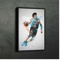 lamelo ball poster charlotte hornets nba framed wall art home decor canvas print artwork