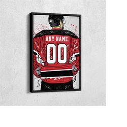 new jersey devils jersey nhl personalized jersey custom name and number canvas wall art home decor framed poster man cav