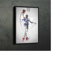 joel embiid poster dunk philadelphia 76ers nba framed wall art home decor canvas print artwork