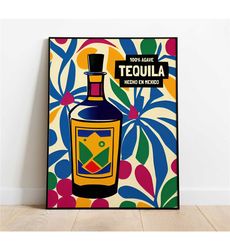 mexican tequila poster - vintage beverage print, classic