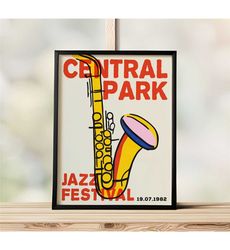 nyc central park jazz festival poster - saxophone