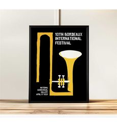 bordeaux jazz festival poster - saxophone - trumpet