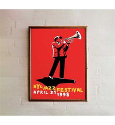 1998 nyc jazz festival poster - saxophone -