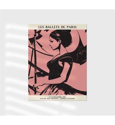 ballet de paris vintage poster, ballerina print, nursery