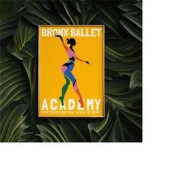 bronx ballet academy poster - ballet school wall art | whimsical ballet illustration, reproduction print, flowing moveme