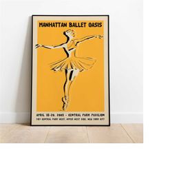 manhattan ballet oasis - new york city ballet poster - fine art print, dining room decor, wanderlust, minimalist art, de