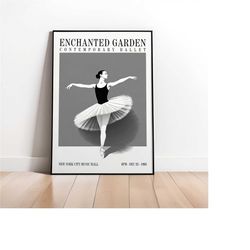 black and white ballet poster | dance studio inspiration, art nouveau poster, midcentury modern, baby ballet wall art, r