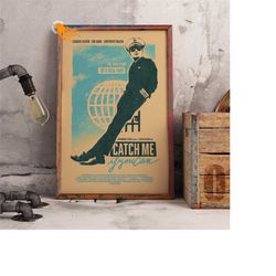 catch me if you can retro poster, kraft paper print, movie wall art gift