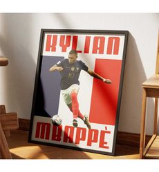 kylian mbapp poster, sport home decor, football art